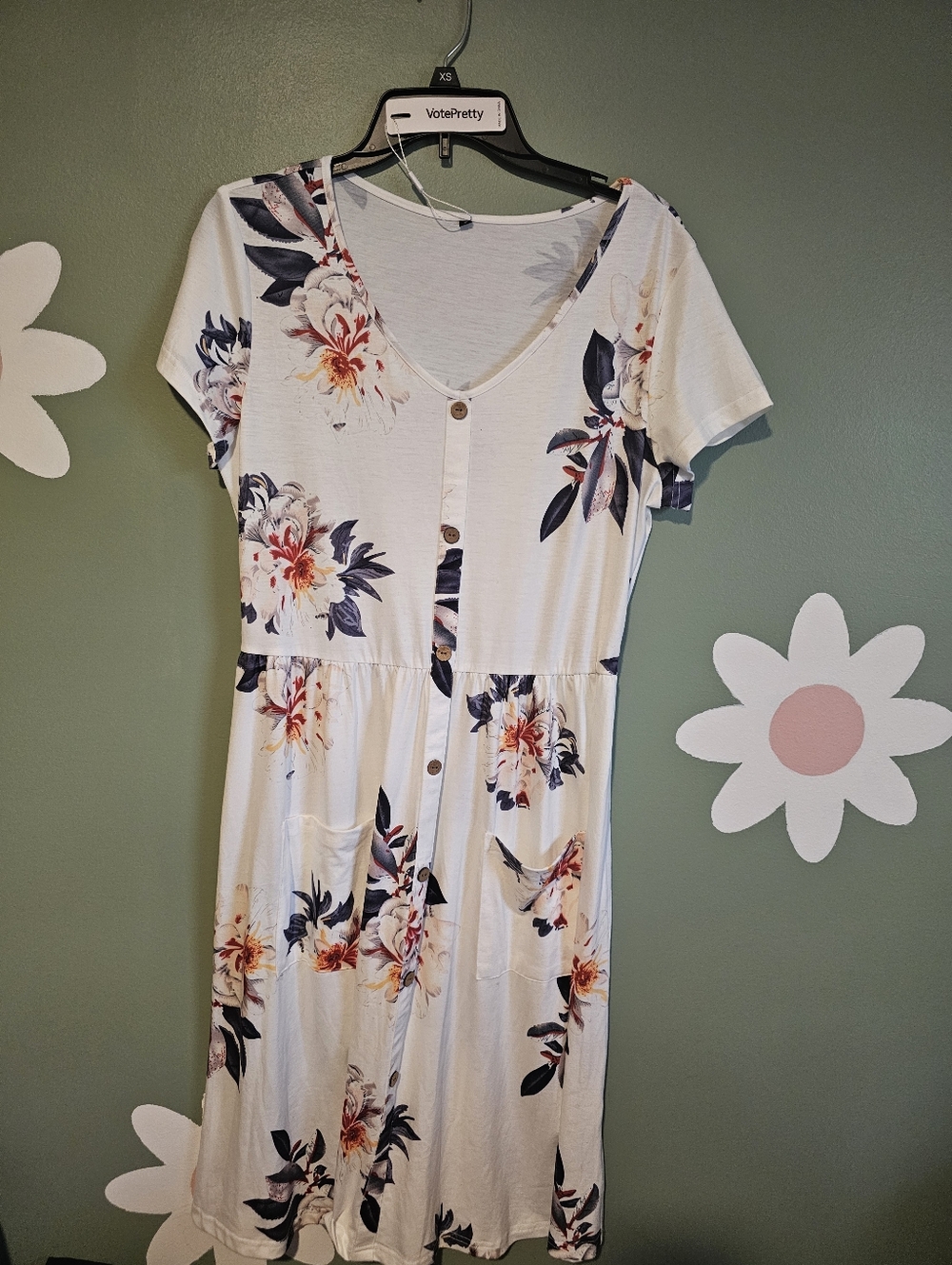 Button Up Floral Midi Dress